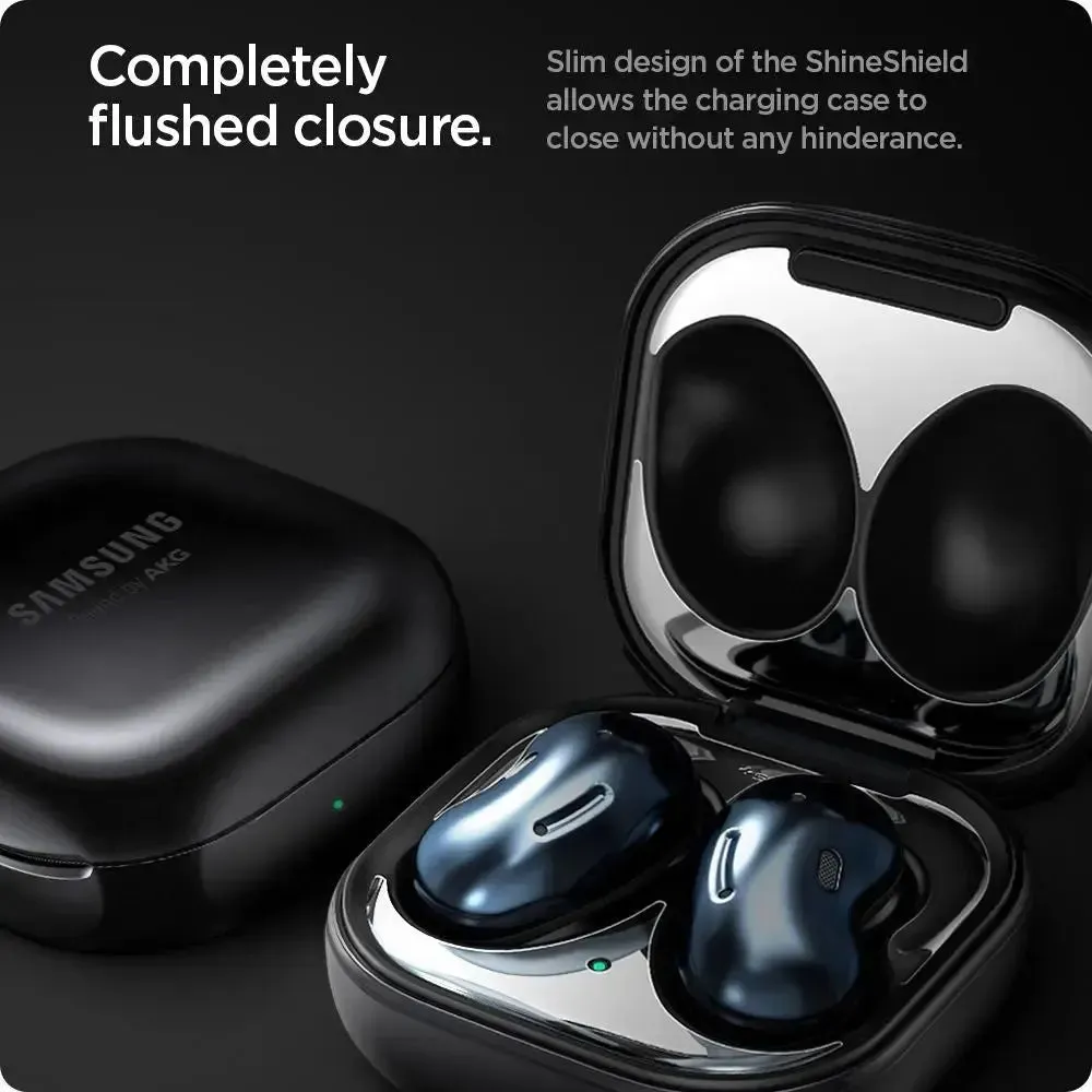 [2 Pack] Galaxy Buds Live Shine Shield Metal Silver Sticker