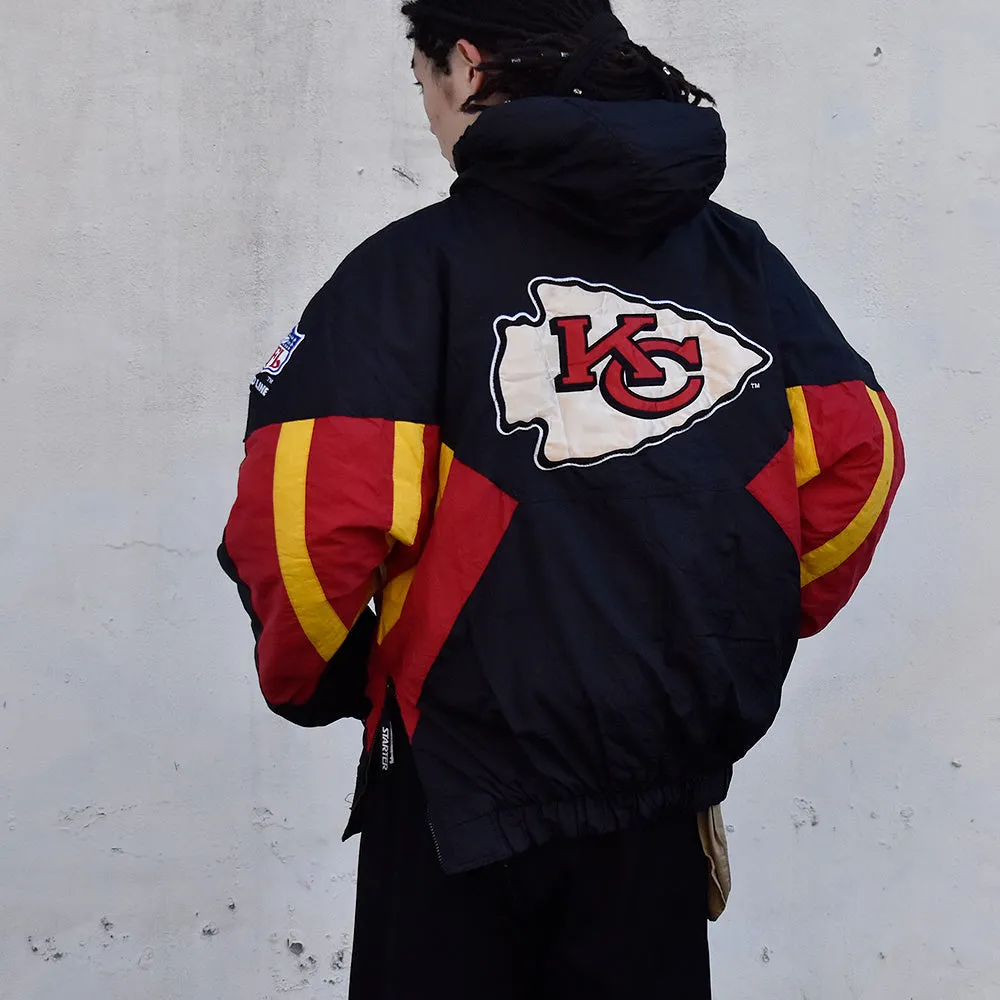 80's STARTER NFL “Kansas City Chiefs” 中綿入り ナイロン アノラックパーカー 231226