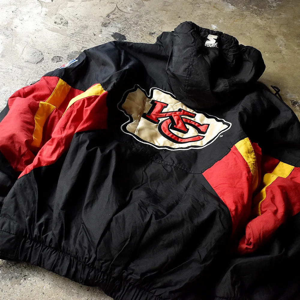 80's STARTER NFL “Kansas City Chiefs” 中綿入り ナイロン アノラックパーカー 231226