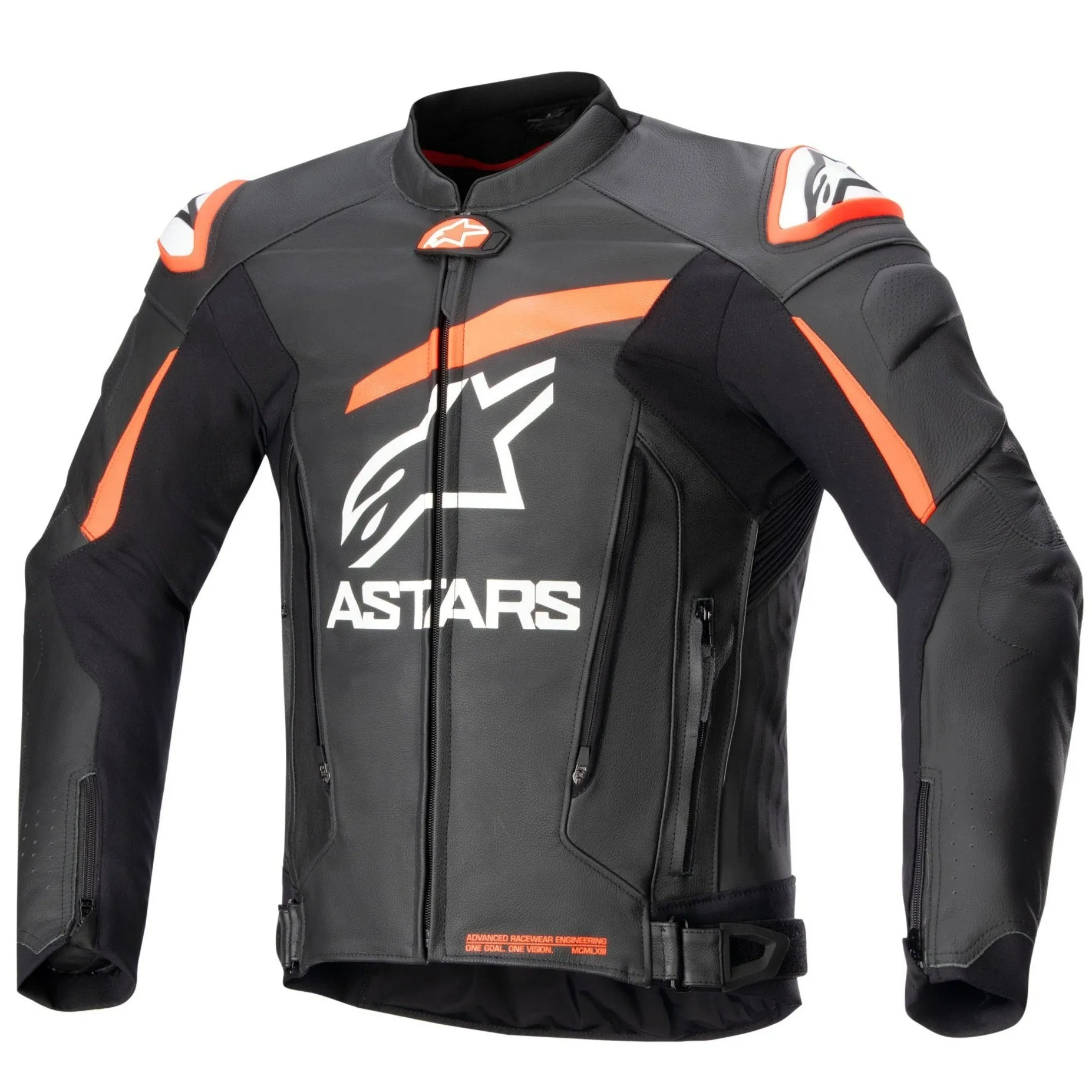 Alpinestars Gp Plus V4 Leather Jacket Black Red Fluo White