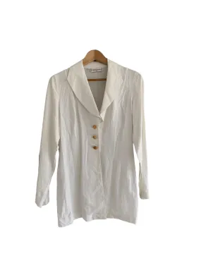 Anne Fortaine Single Breasted 100% Linen Jacket Cream Size 1 UK Size 12