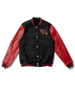 Arizona Cardinals Black and Burgundy Varsity Jacket