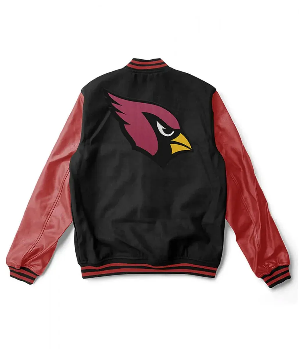 Arizona Cardinals Black and Burgundy Varsity Jacket