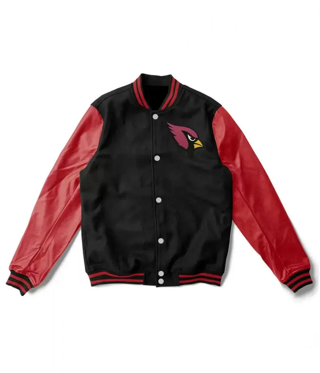 Arizona Cardinals Black and Burgundy Varsity Jacket