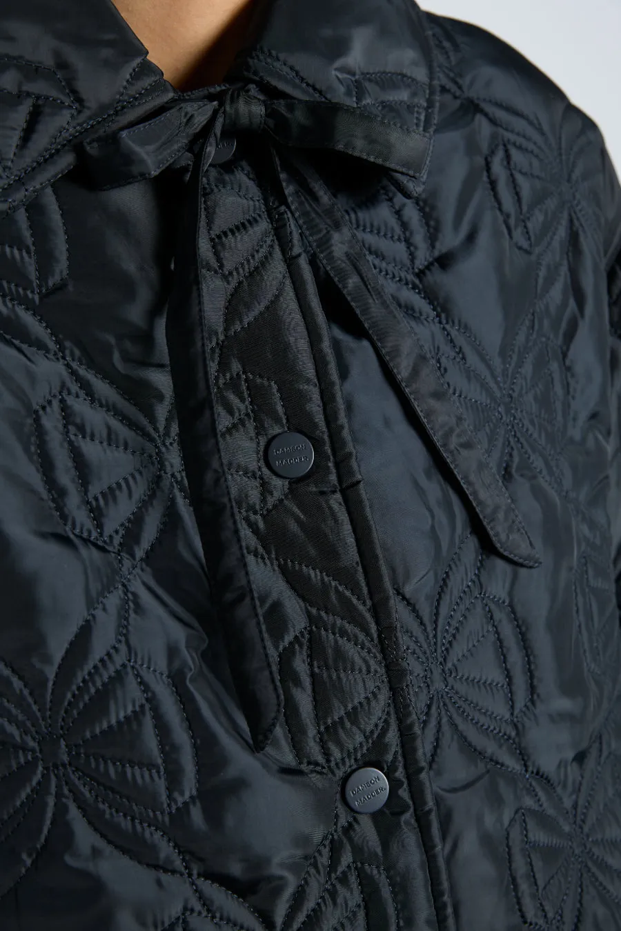 aubrey quilted coat- black bows