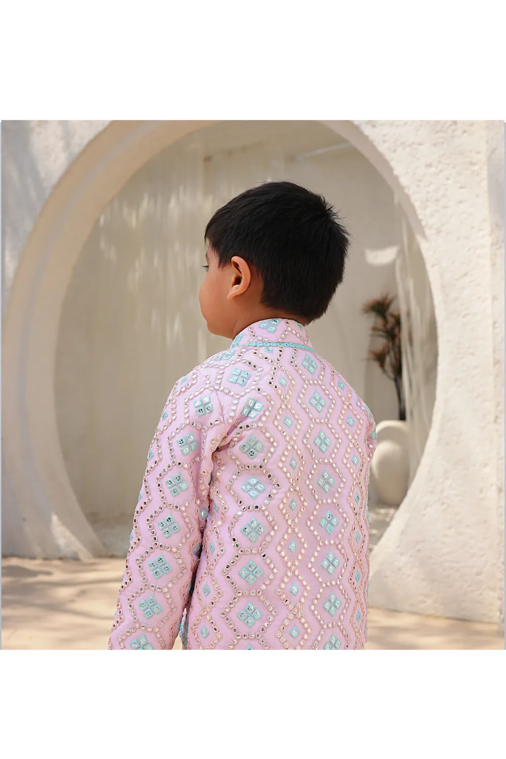 Baby Pink Embroidered Kurta Pant with jacket set