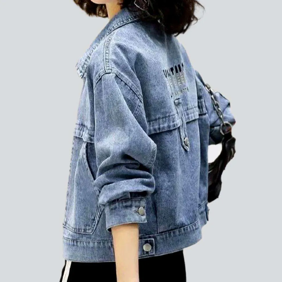 Back embroidery women denim jacket