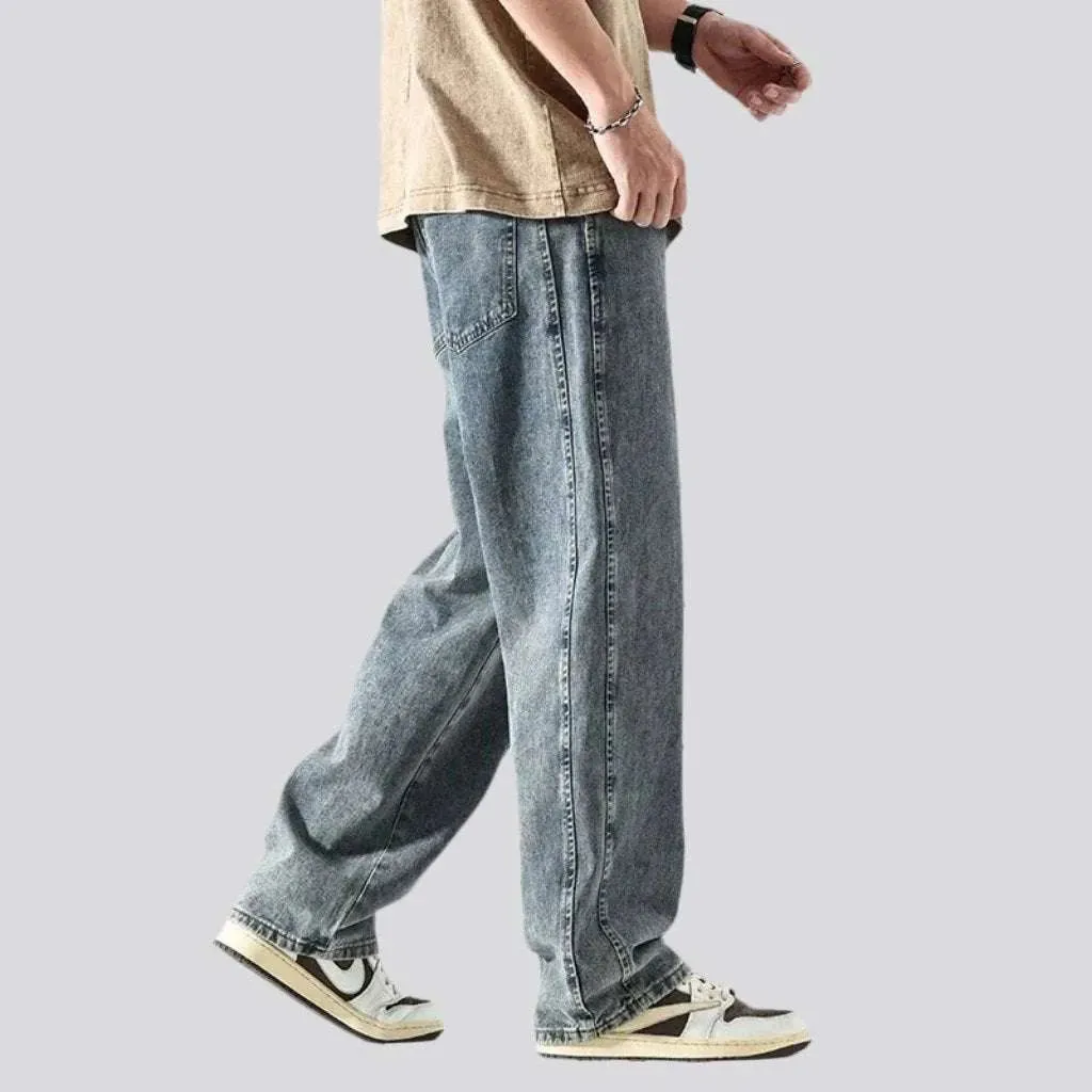 Baggy men's stonewashed jeans