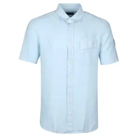 Belstaff Linen Pitch SS Shirt in Sky Blue