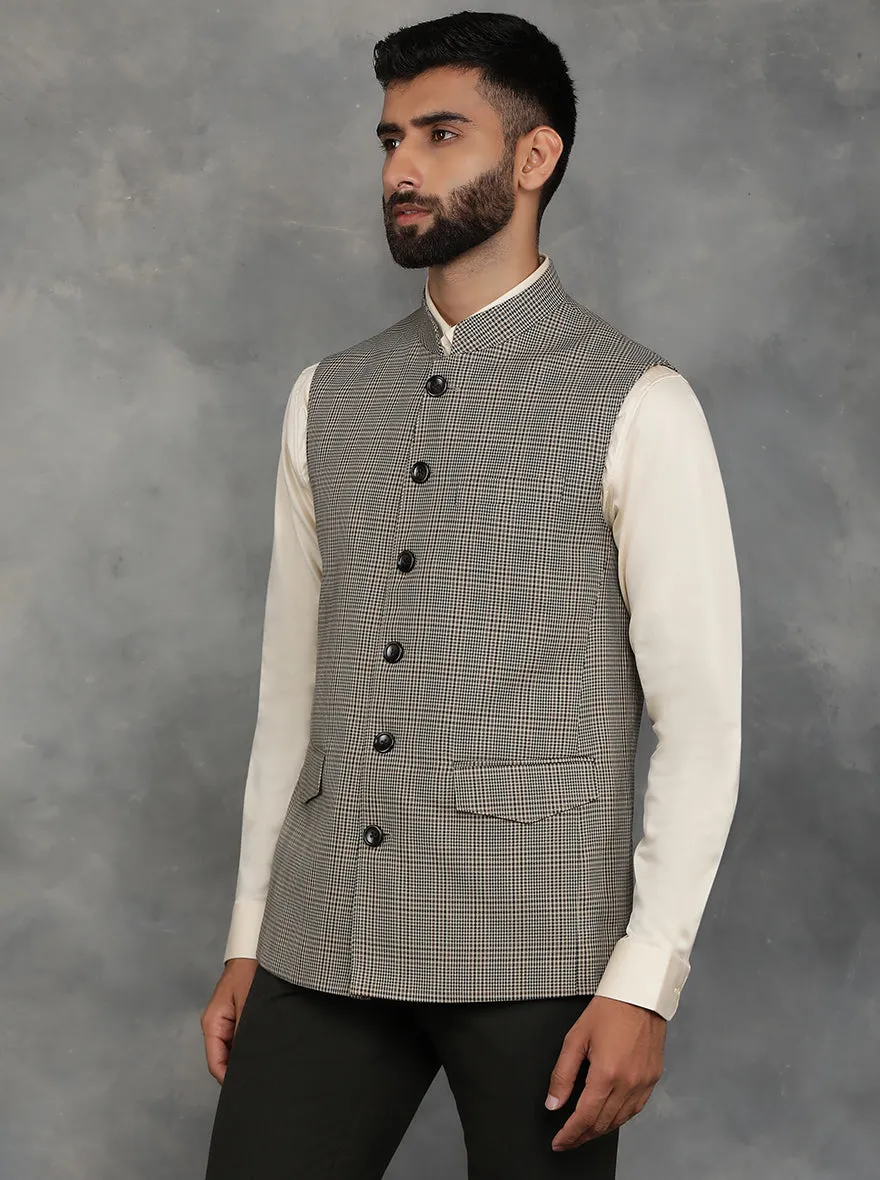 Black & Brown Checked Regular Fit Modi Jacket | JadeBlue