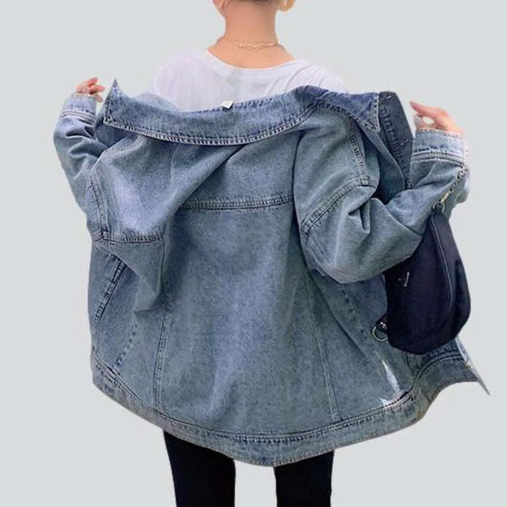 Bleached oversized women denim jacket