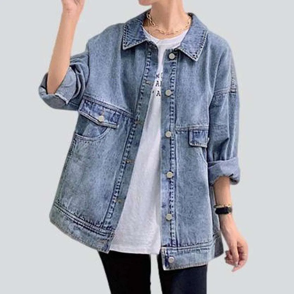 Bleached oversized women denim jacket