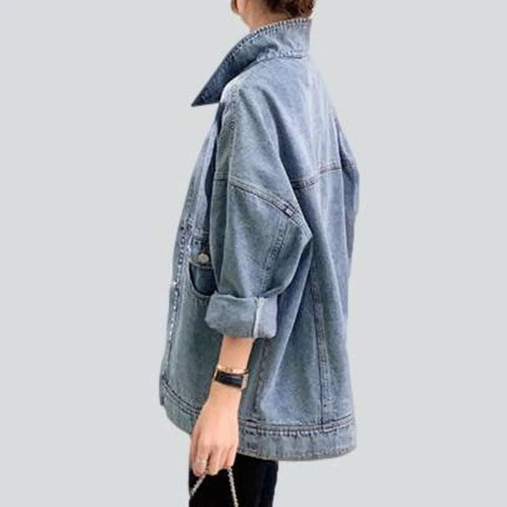 Bleached oversized women denim jacket