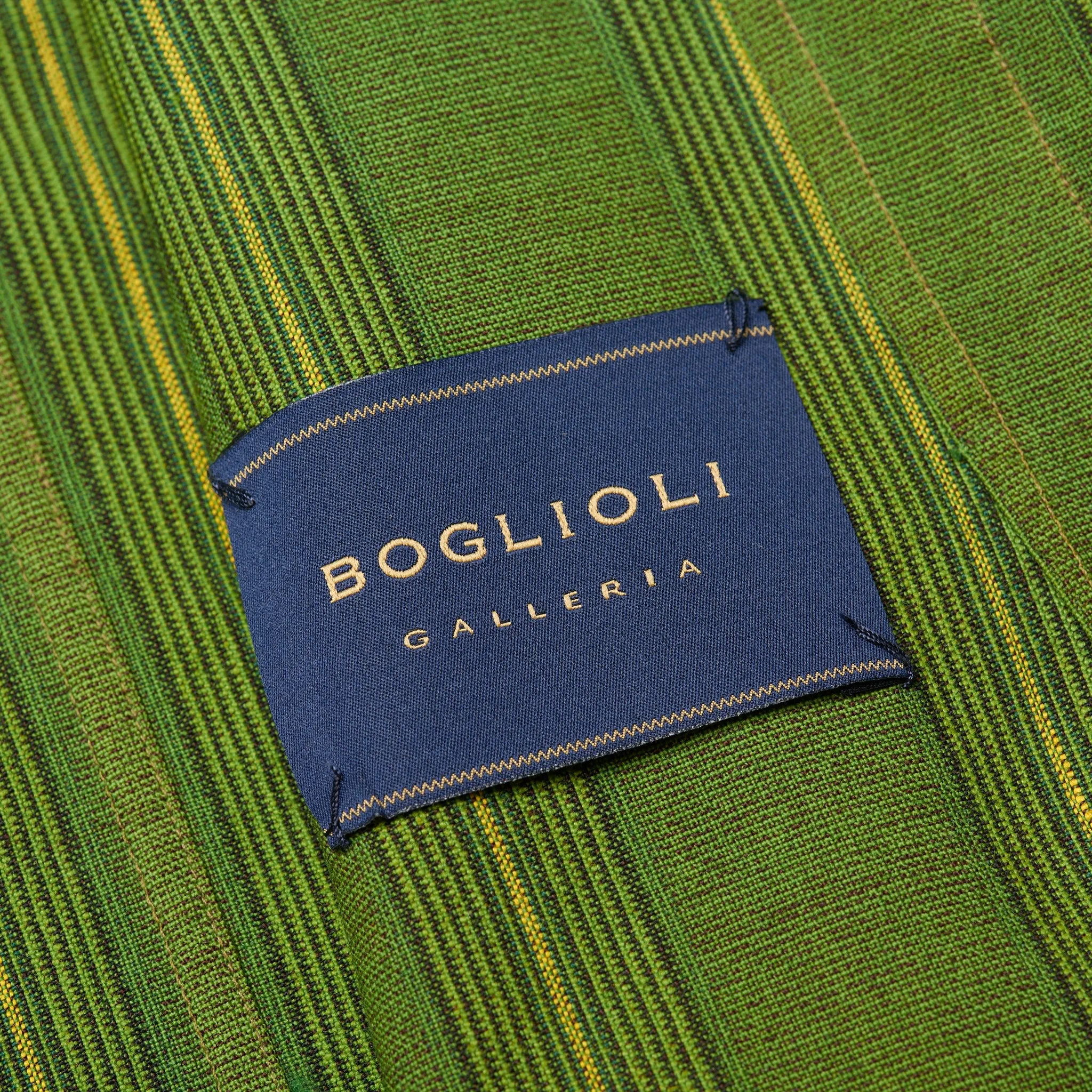 BOGLIOLI Galleria Lime Green Striped Wool-Silk-Linen Unconstructed Jacket 50 NEW