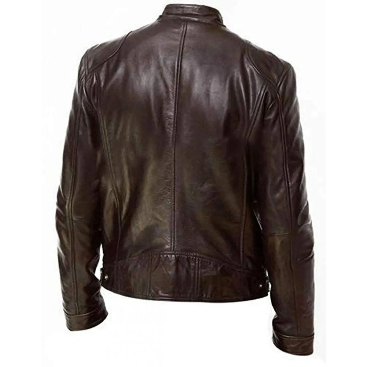 Brown Sword Leather Biker Jacket For Men