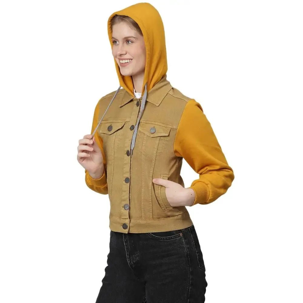 Campus Sutra Women Colorblock Stylish Casual Denim Jacket