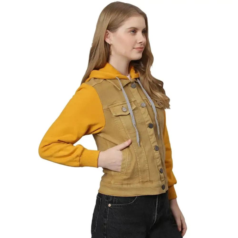 Campus Sutra Women Colorblock Stylish Casual Denim Jacket