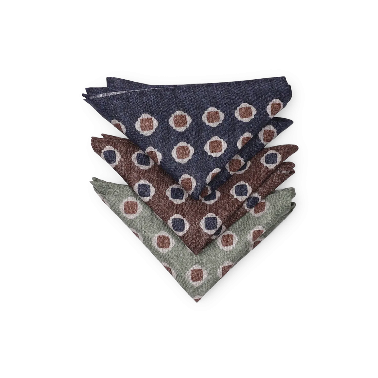 Chocolate Brown Printed  Linen Pocket Square