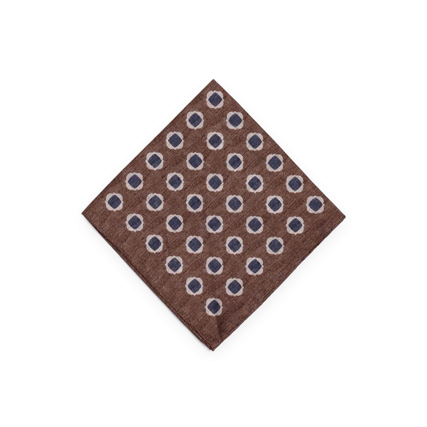 Chocolate Brown Printed  Linen Pocket Square