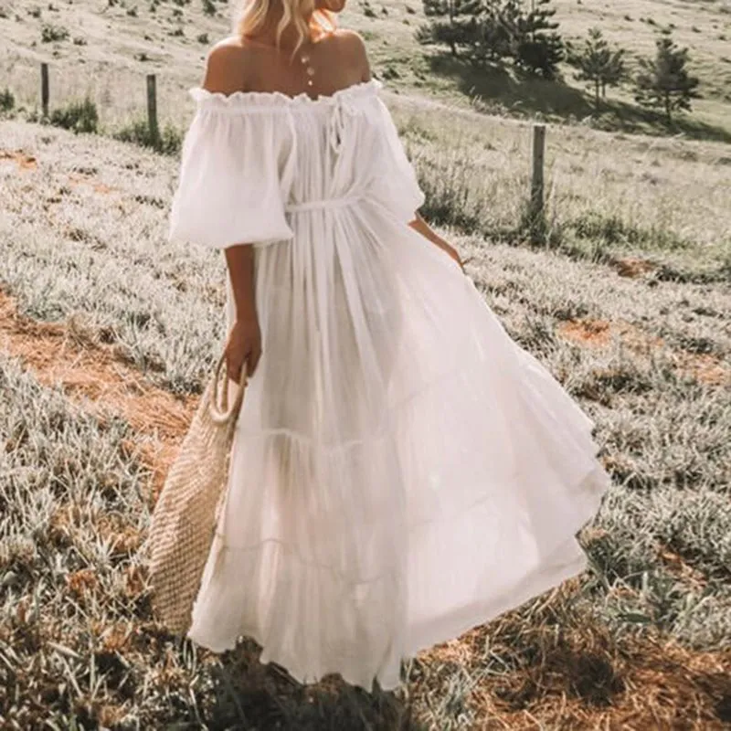 Classic Summer Boho White Dress