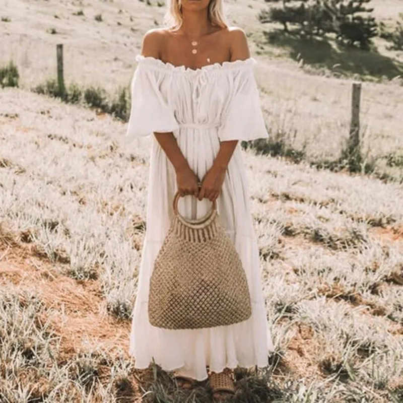 Classic Summer Boho White Dress