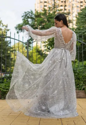 CLEARANCE | Celestial Unique Boho Wedding Dress in gray