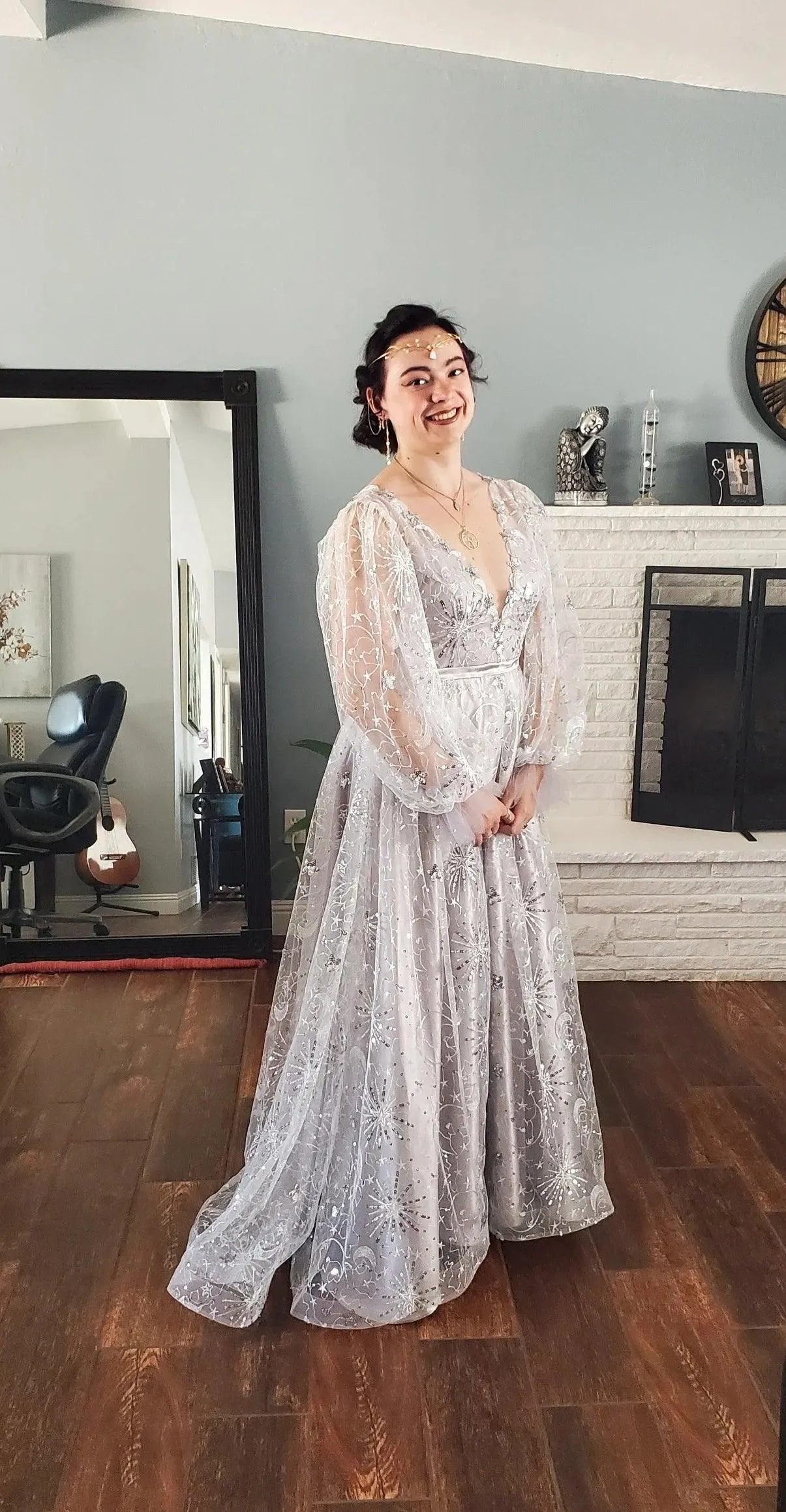 CLEARANCE | Celestial Unique Boho Wedding Dress in gray