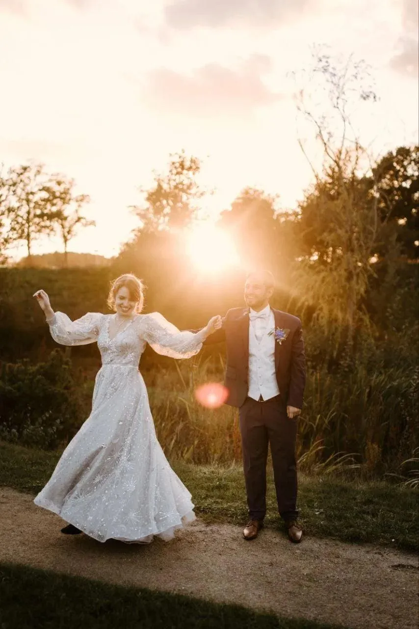 CLEARANCE | Celestial Unique Boho Wedding Dress in gray