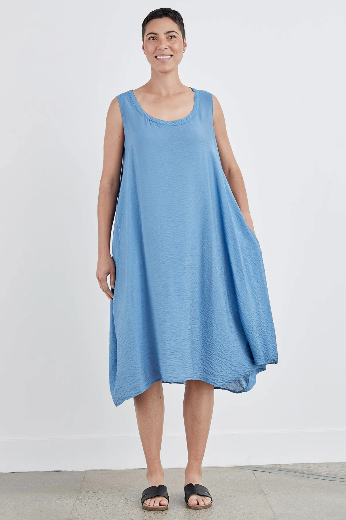 Cut Loose Rayon Parachute Button Bubble Dress-Amalfi