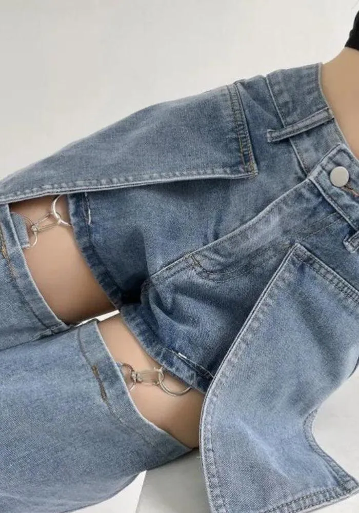 Detachable Straight Leg Jeans