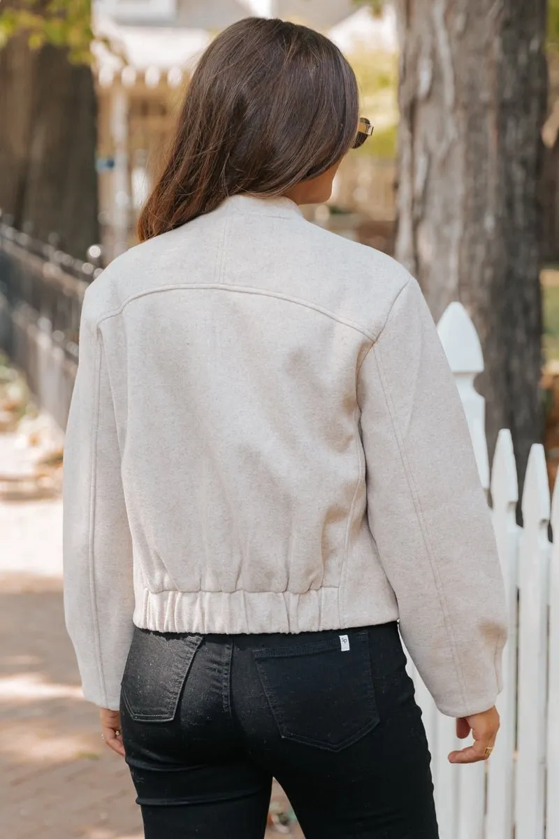 Effortless Beige Bomber Jacket - FINAL SALE