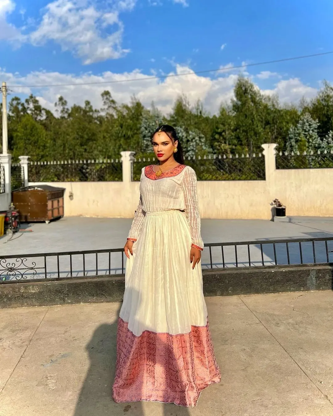 Ethereal charm habesha dress stylish pink habesha kemis