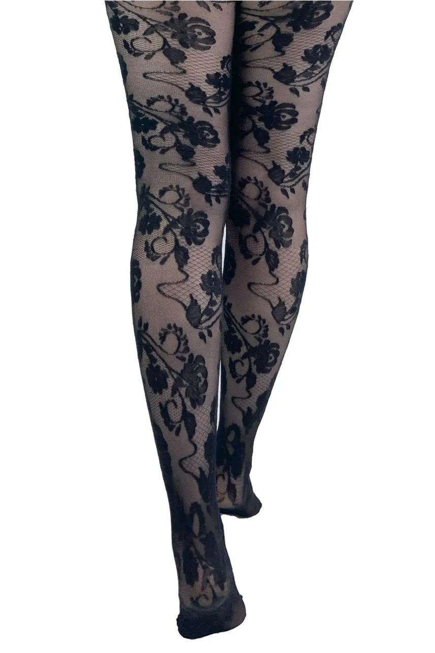 Fleur Lace Tights in Black