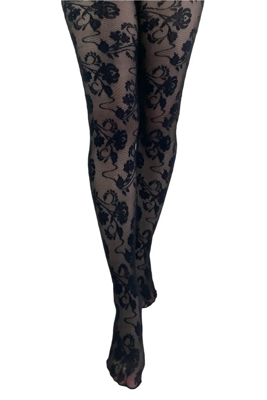 Fleur Lace Tights in Black