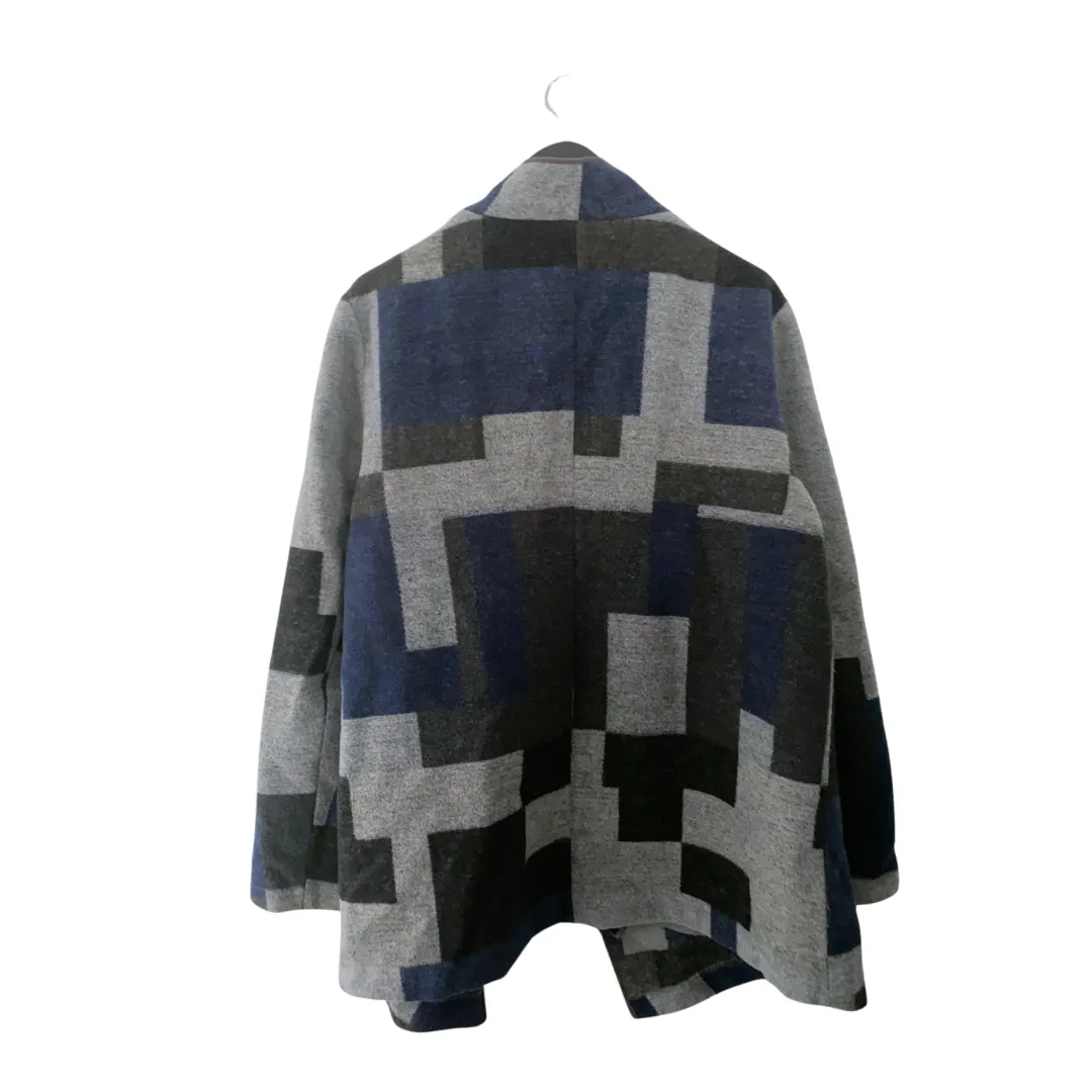 French Connection Wool Jacket Check Blue Grey SIZE XL