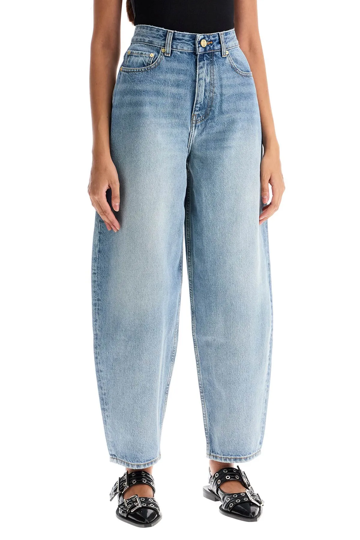 GANNI organic denim tapered jeans in eight