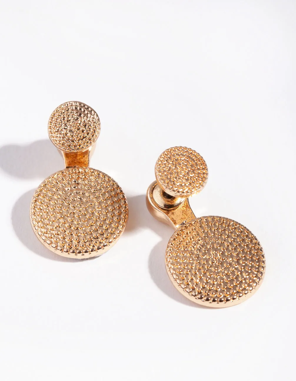 Gold Shield Jacket Earrings