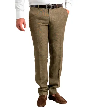 Green Italian Delave Linen Trousers