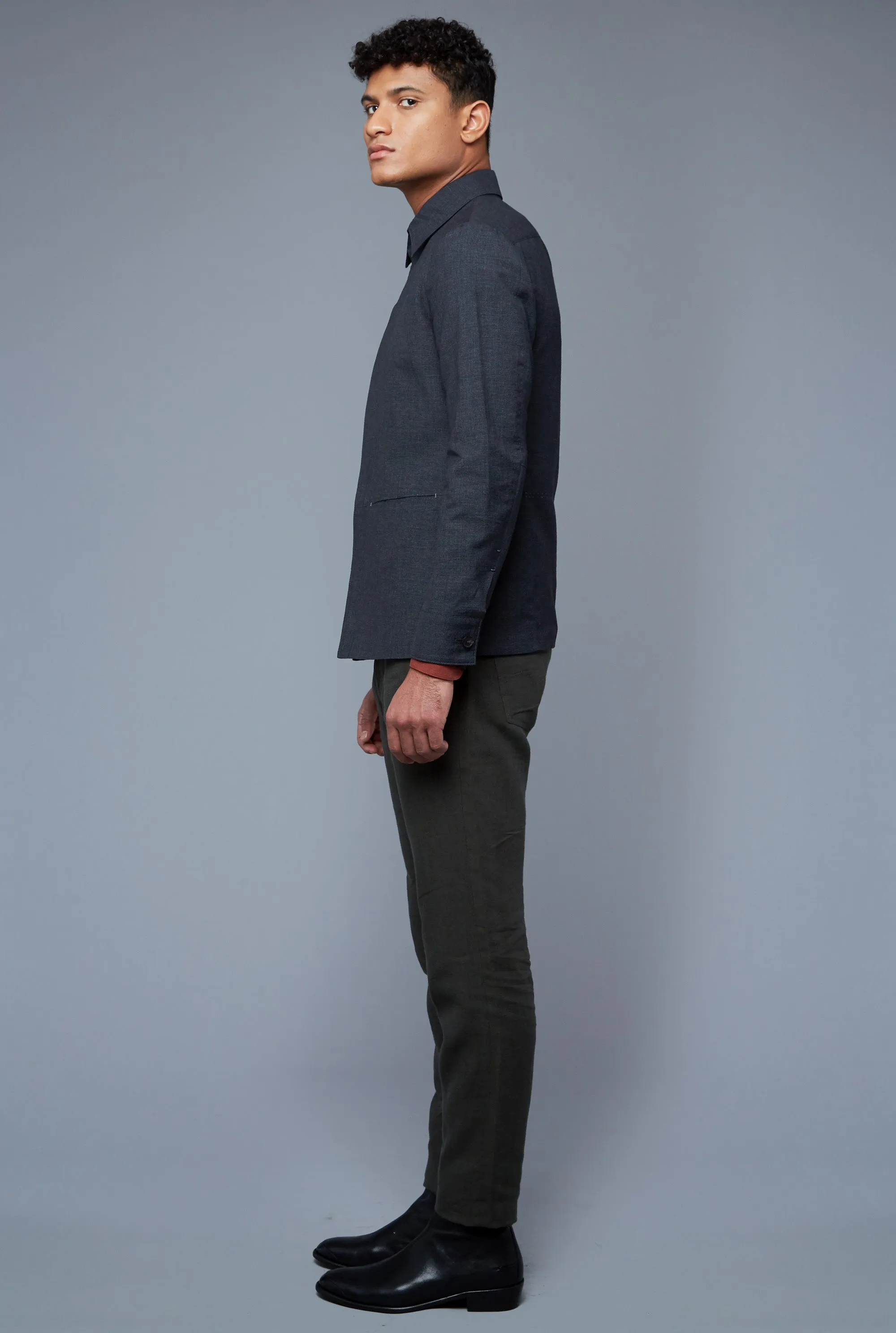 Half Lined Téchin Jacket | Grey Microcheck