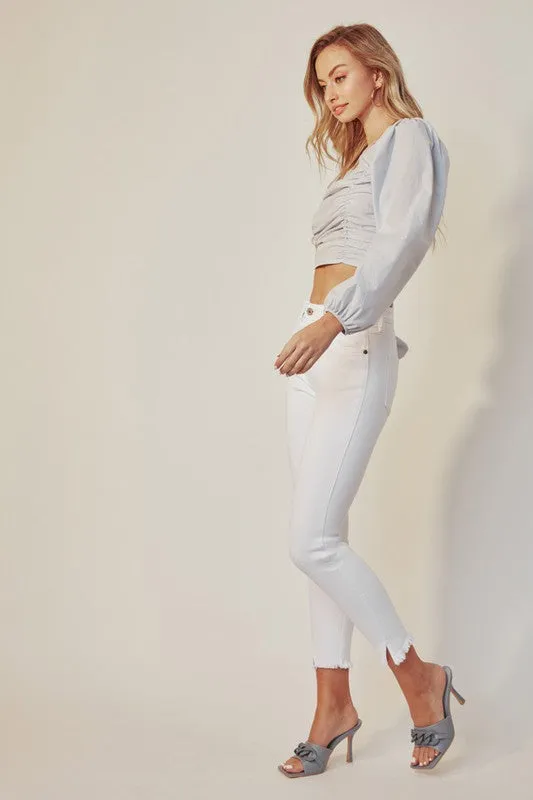 High Rise Ankle Skinny White Jeans