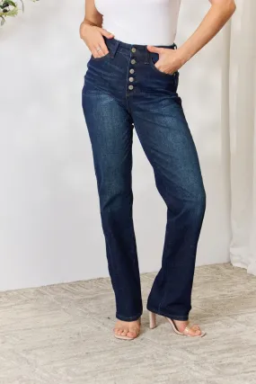 KESLEY Button-Fly Straight Leg Jeans Petite and Plus Size Denim Pants Cotton