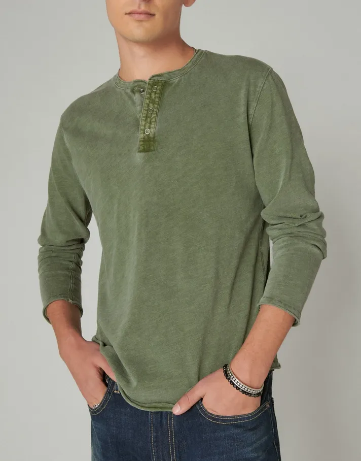 Lucky Brand MEN Weekend Slub Jersey Long Sleeve Henley Shirt