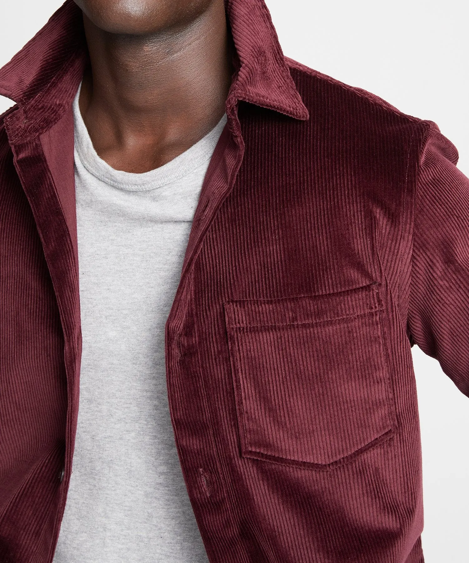 Made in New York Corduroy Shirt Jacket in Burgundy