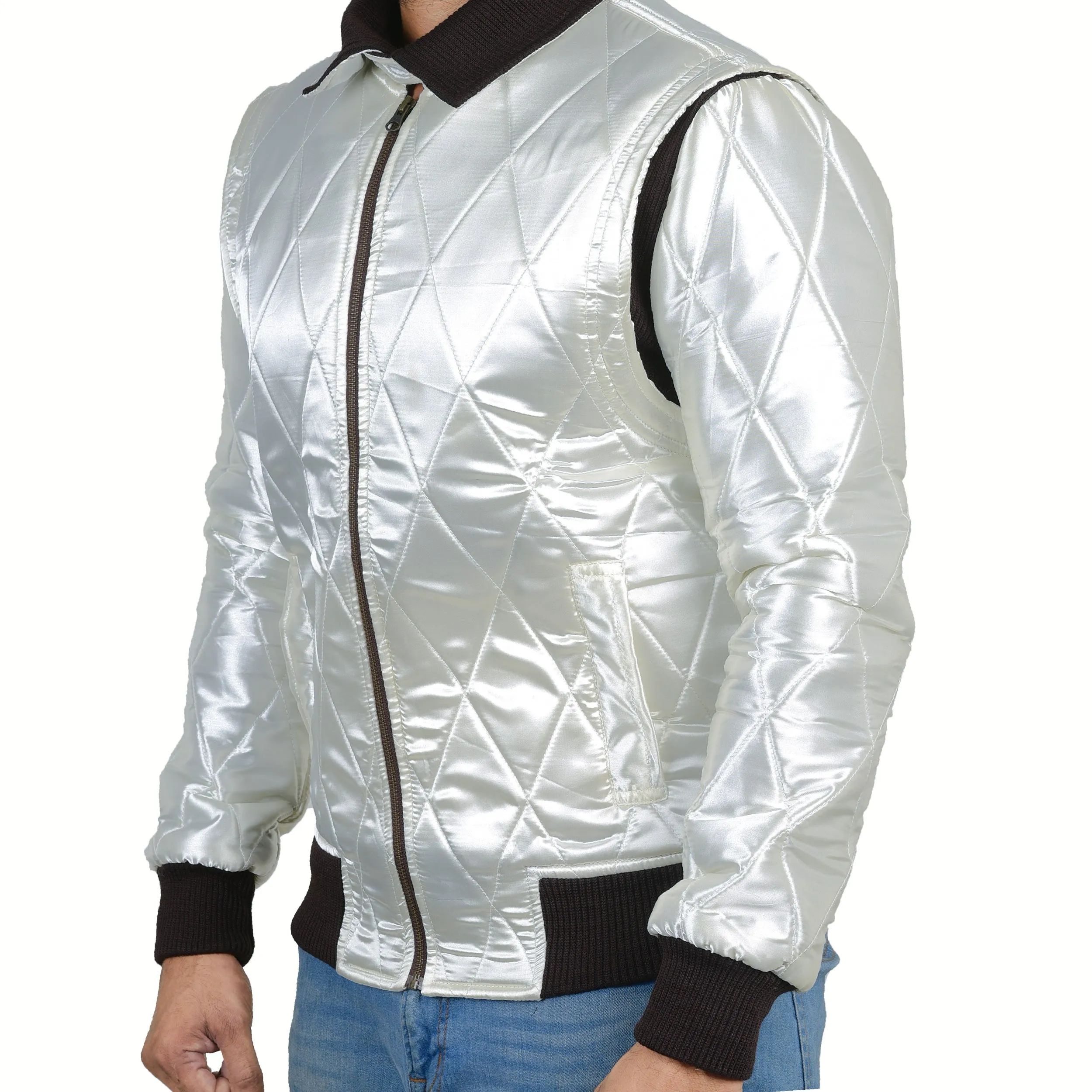 Men's Bold Scorpion Drive Bomber Jacket in Satin: Ignite Your Style with a Daring Edge