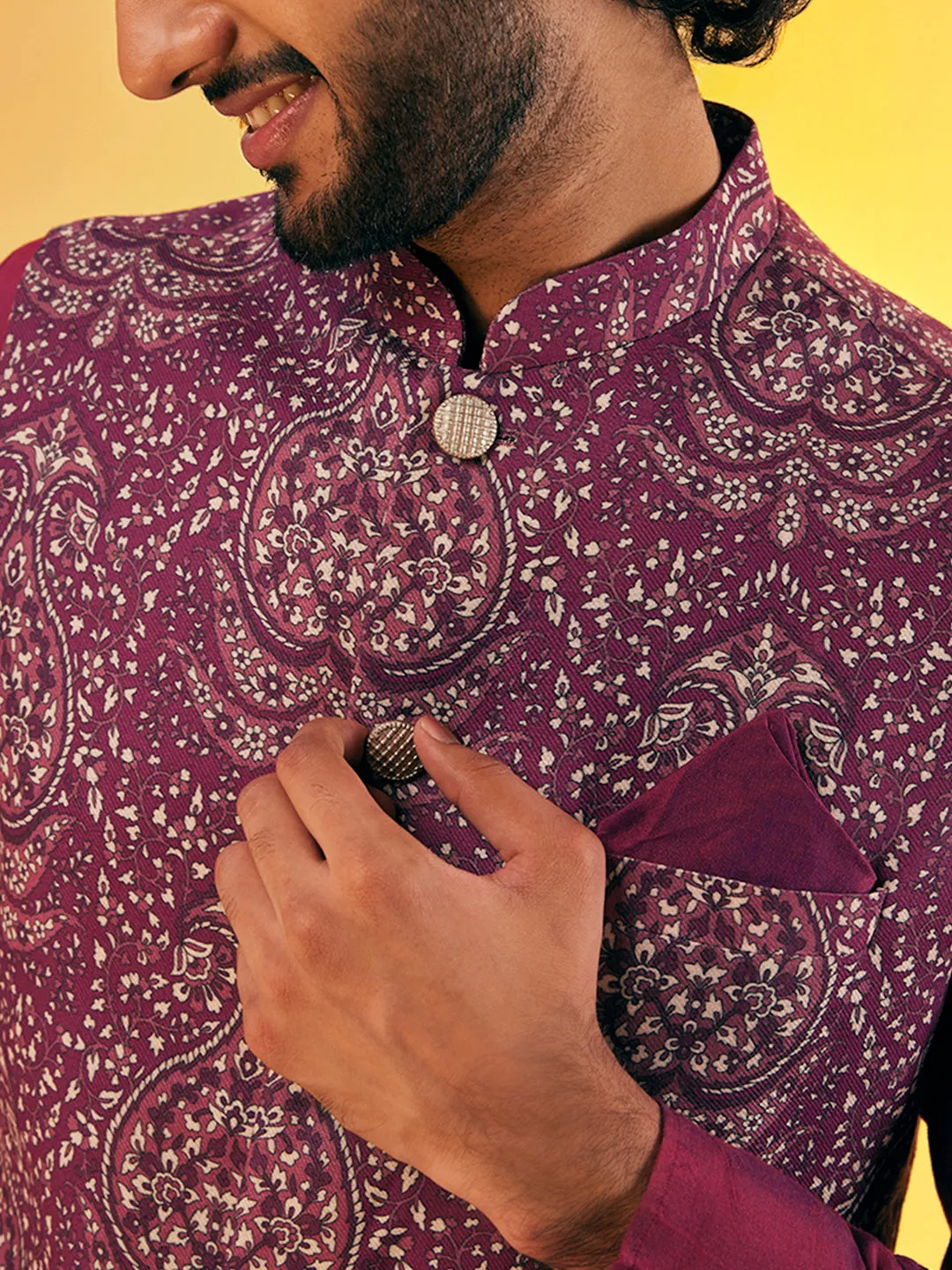 Men's Burgundy Only Nehru Jacket