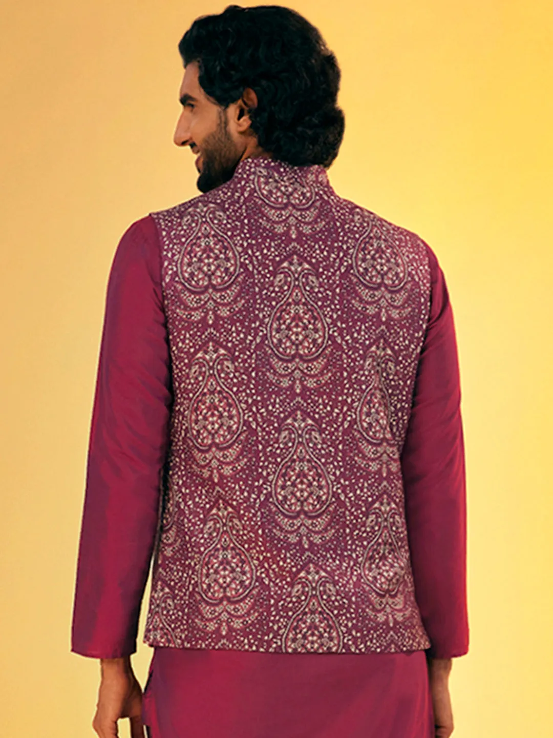 Men's Burgundy Only Nehru Jacket