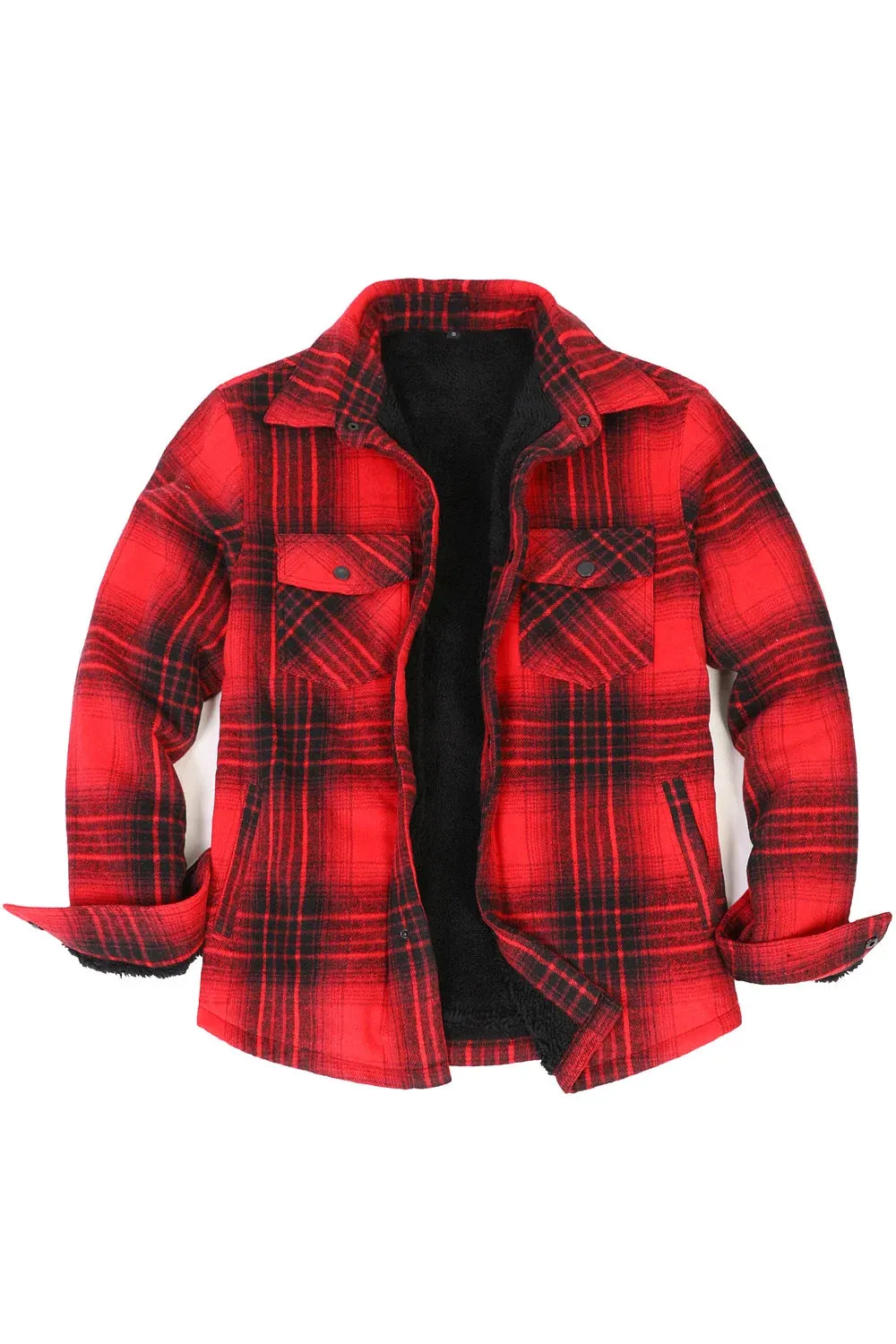 Men's Sherpa Lined Thick Flannel Shirt Jacket,Snap Plaid Flannel Jac