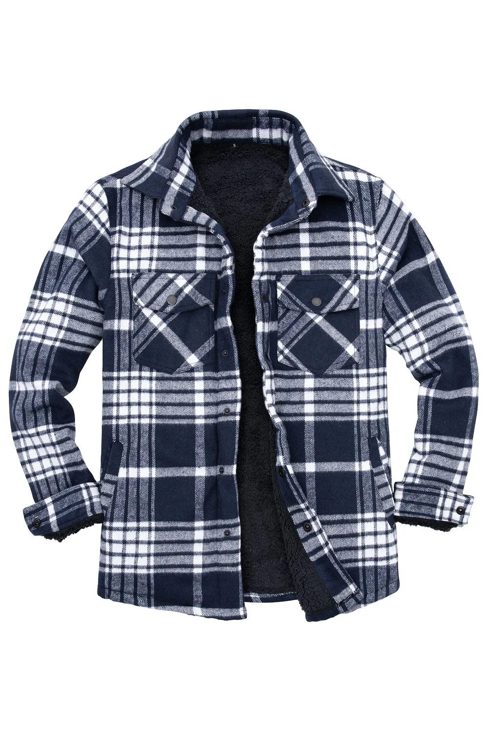 Men's Sherpa Lined Thick Flannel Shirt Jacket,Snap Plaid Flannel Jac