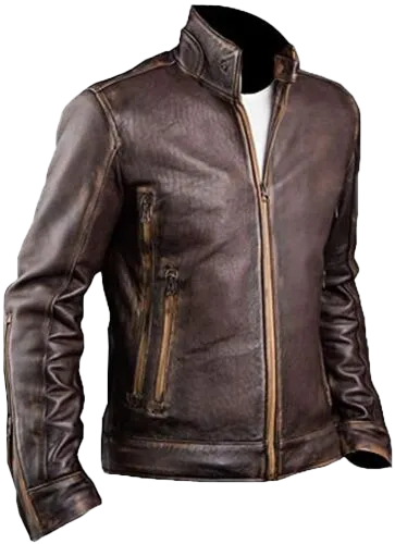 Men's Vintage Cafe Racer Xmen Slim Fit Brown Motorcycle Genuine Leather Jacket