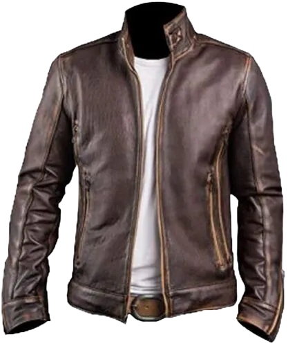 Men's Vintage Cafe Racer Xmen Slim Fit Brown Motorcycle Genuine Leather Jacket